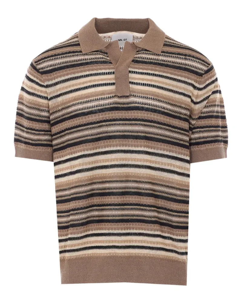 NN 07 Noam striped polo shirt - Braun Braun
