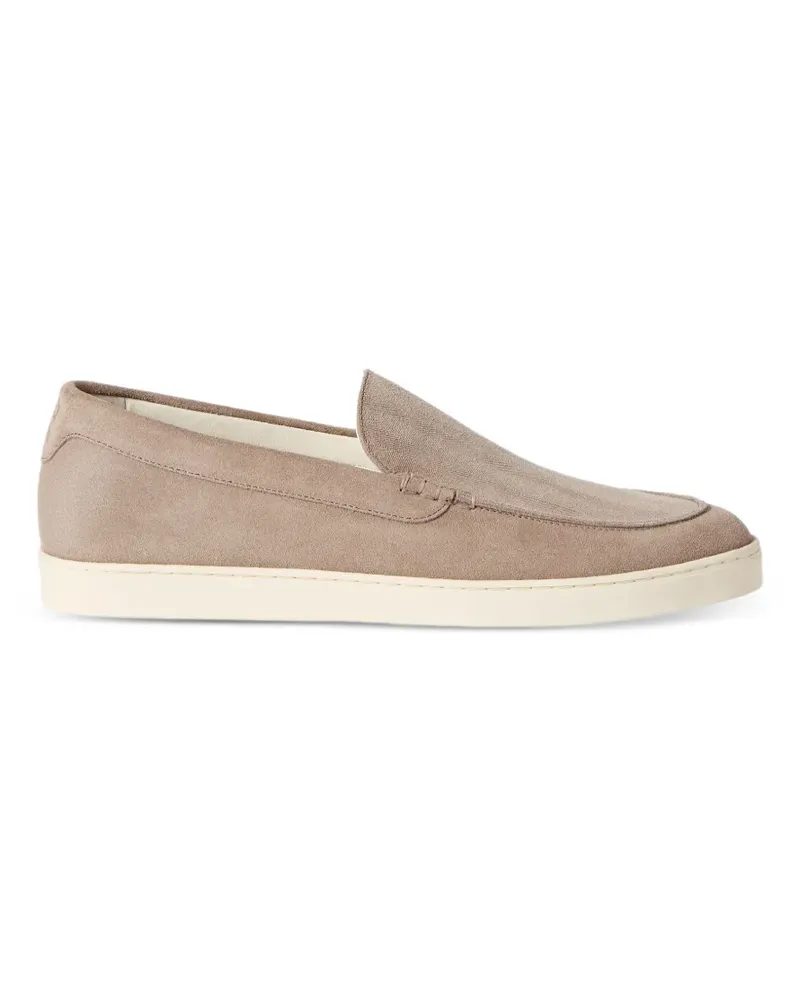 Brunello Cucinelli chevron-effect suede loafer sneakers - Braun Braun