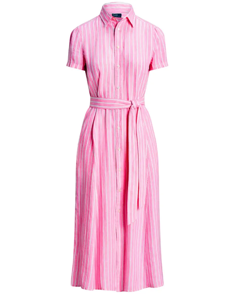 Ralph Lauren Gestreiftes Hemdkleid mit Gürtel - Rosa Rosa
