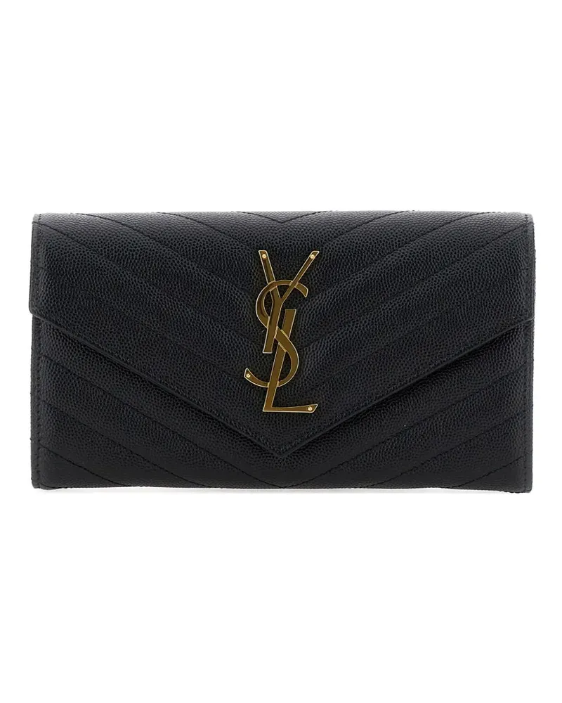 Saint Laurent Portemonnaie mit Logo-Applikation - Schwarz Schwarz