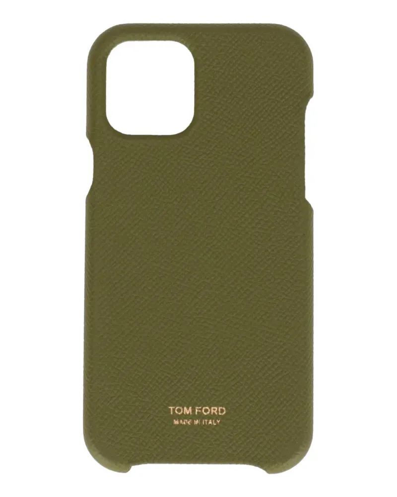 Tom Ford logo-print grained-texture phone case - Grün Grün