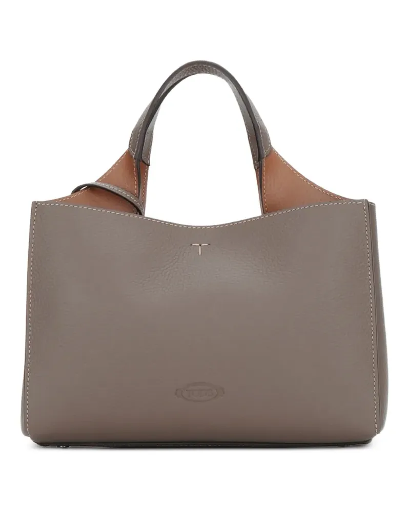 TOD'S T-Timeless pebbled leather tote bag - Grau Grau