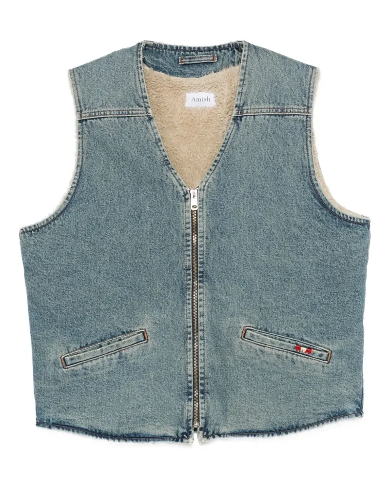 Amish Jeansweste mit Reißverschluss - Blau Blau