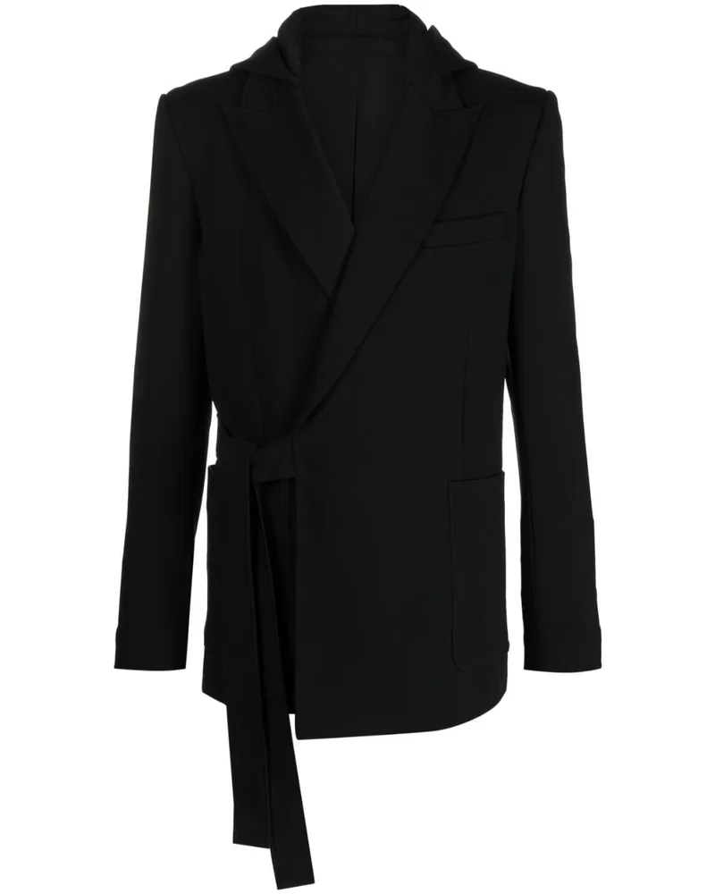 Balmain Kapuzenjacke mit Schleifenverschluss - Schwarz Schwarz