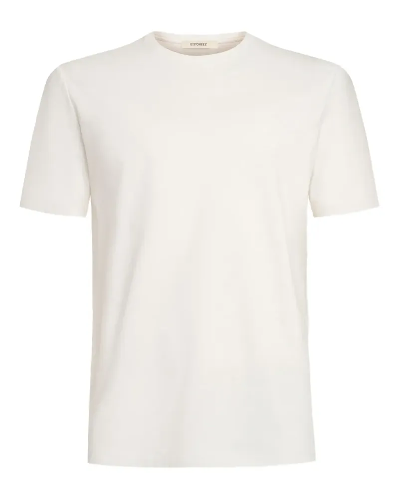 12 STOREEZ T-Shirt mit rundem Ausschnitt - Weiß Weiß
