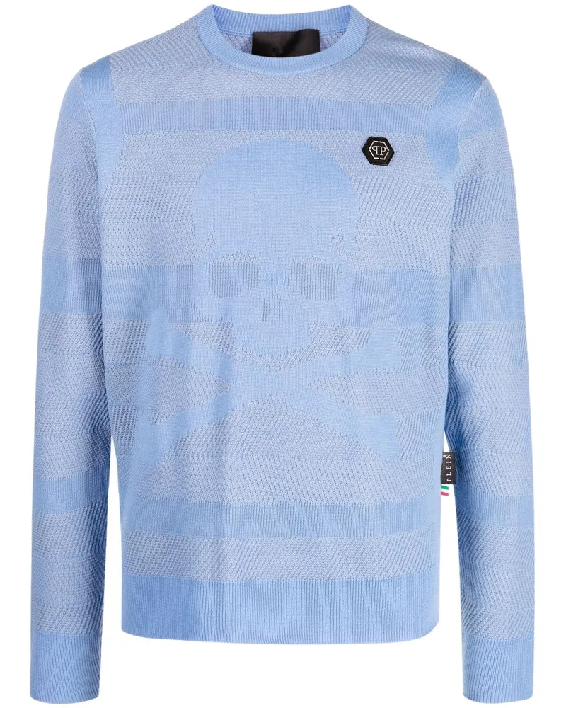 Philipp Plein Skull and Bones Pullover Blau