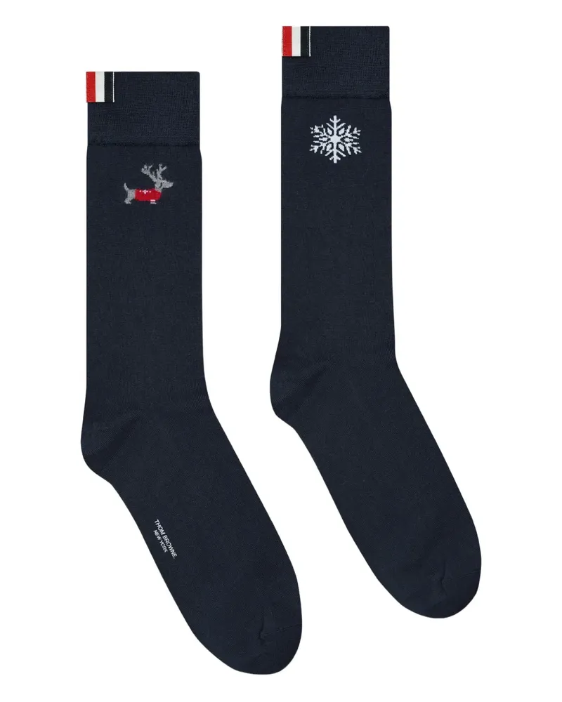 Thom Browne Socken mit Rentier-Motiv - Blau Blau