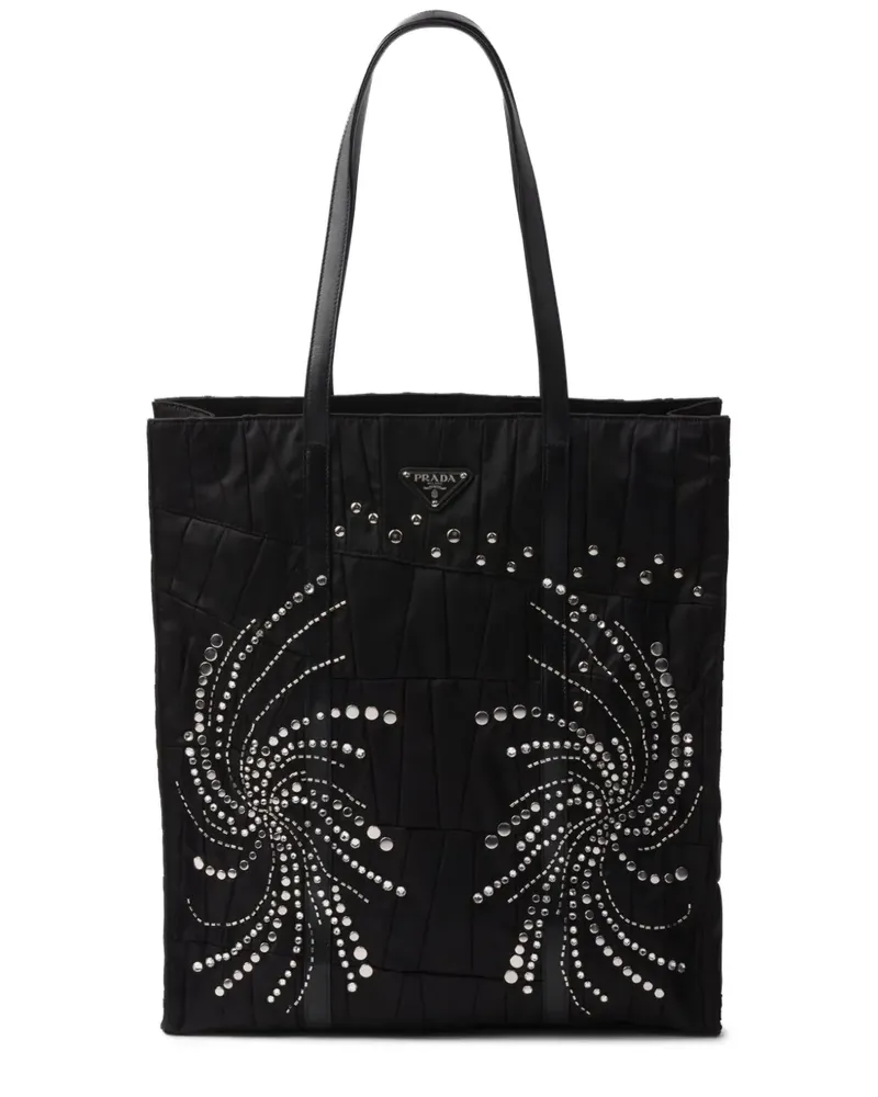 Prada Große Re-Nylon Handtasche - Schwarz Schwarz