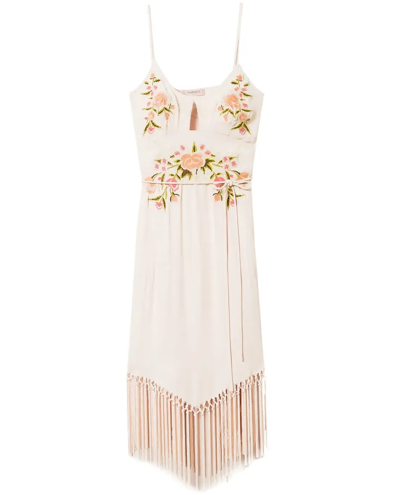 Twin-Set Midikleid mit Blumenstickerei - Nude Nude