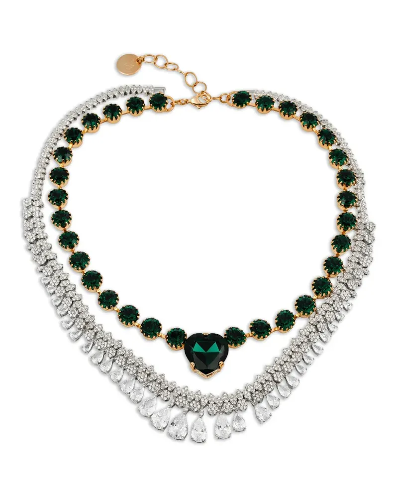 Anton Heunis Minerva crystal-embellished heart-pendant necklace - Gold Gold