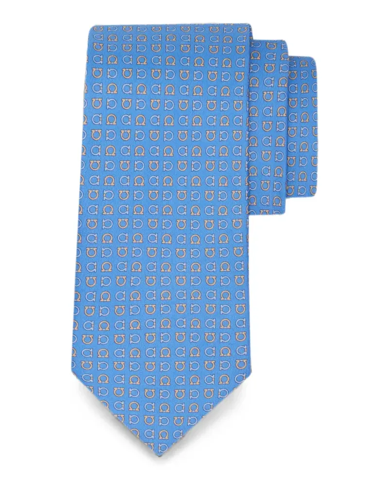 Ferragamo Seidenkrawatte mit Gancini-Print - Blau Blau