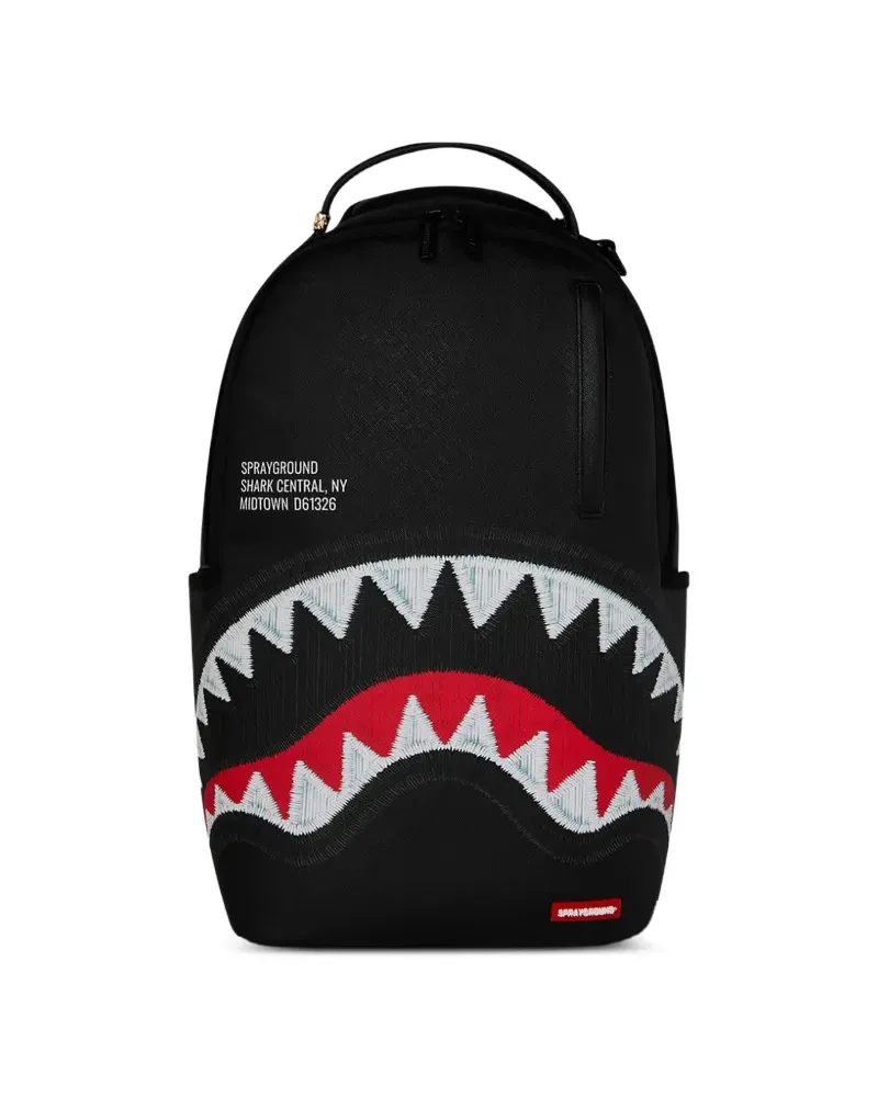 Sprayground Shark Central Rucksack mit Faux-Stickerei - Schwarz Schwarz