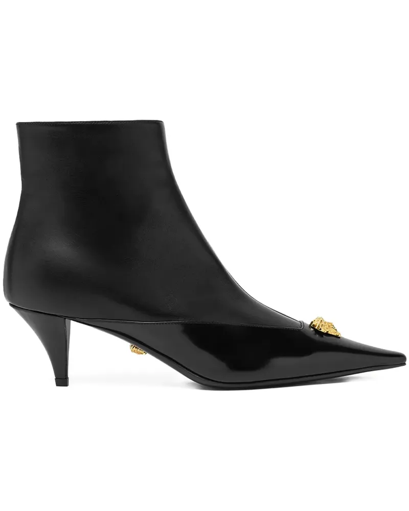 Versace Spitze Stiefel mit Medusa-Kopf - Schwarz Schwarz