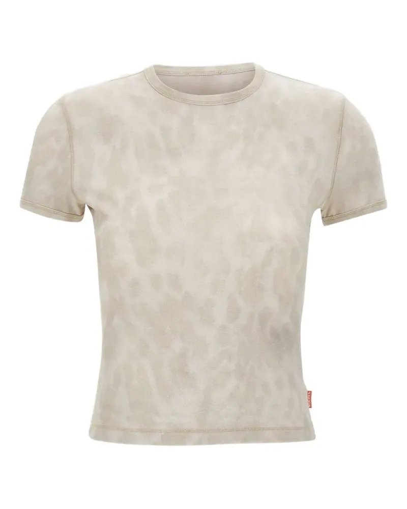 Diesel faux-fur effect cropped T-shirt - Nude Nude