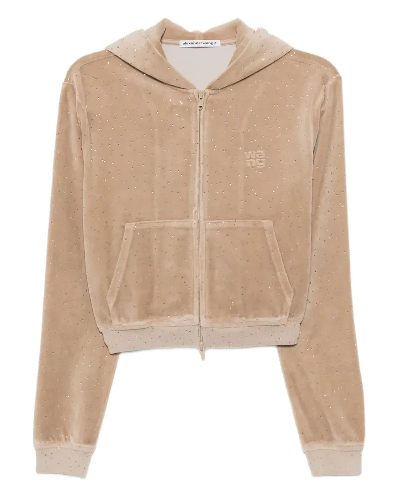 Alexander Wang crystal-embellished zipped hoodie - Nude Nude
