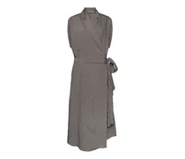 Gestreiftes Wickelkleid - Grau