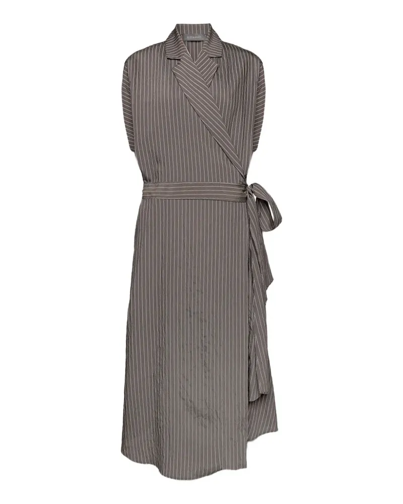 Elena Mirò Gestreiftes Wickelkleid - Grau Grau