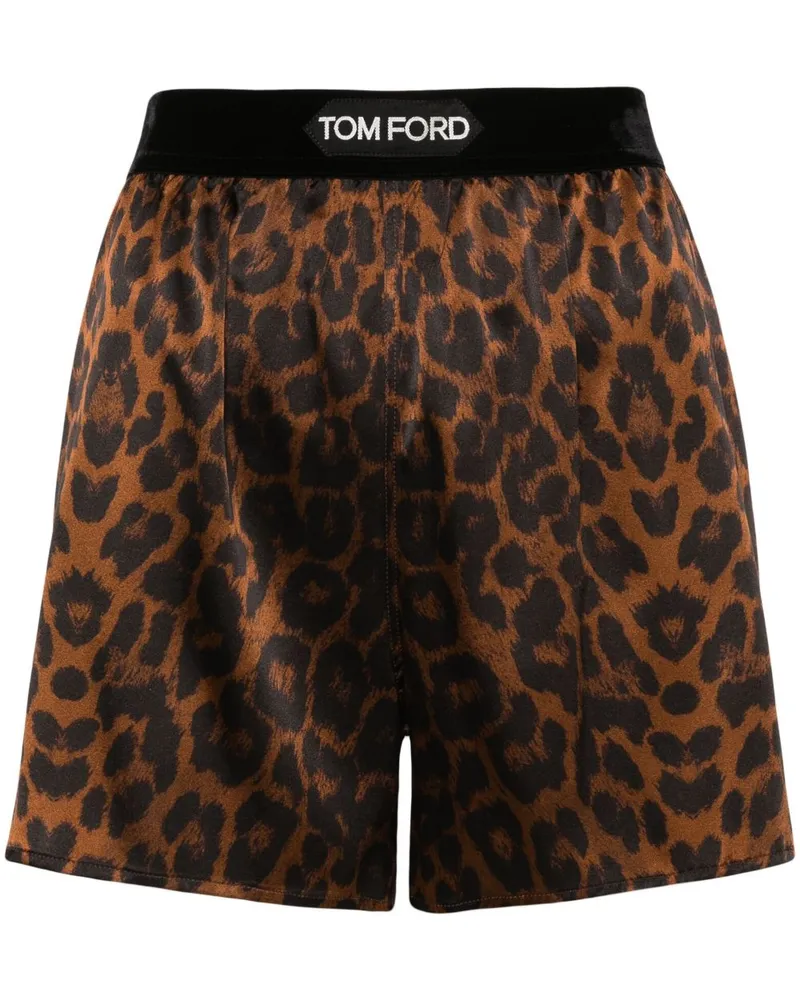 Tom Ford Seidenshorts mit Leoparden-Print - Braun Braun