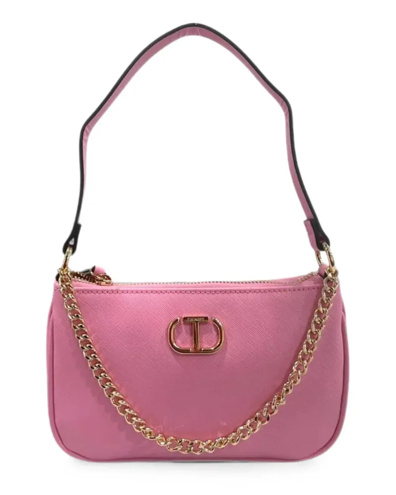 Twin-Set Schultertasche mit Logo-Schild - Rosa Rosa