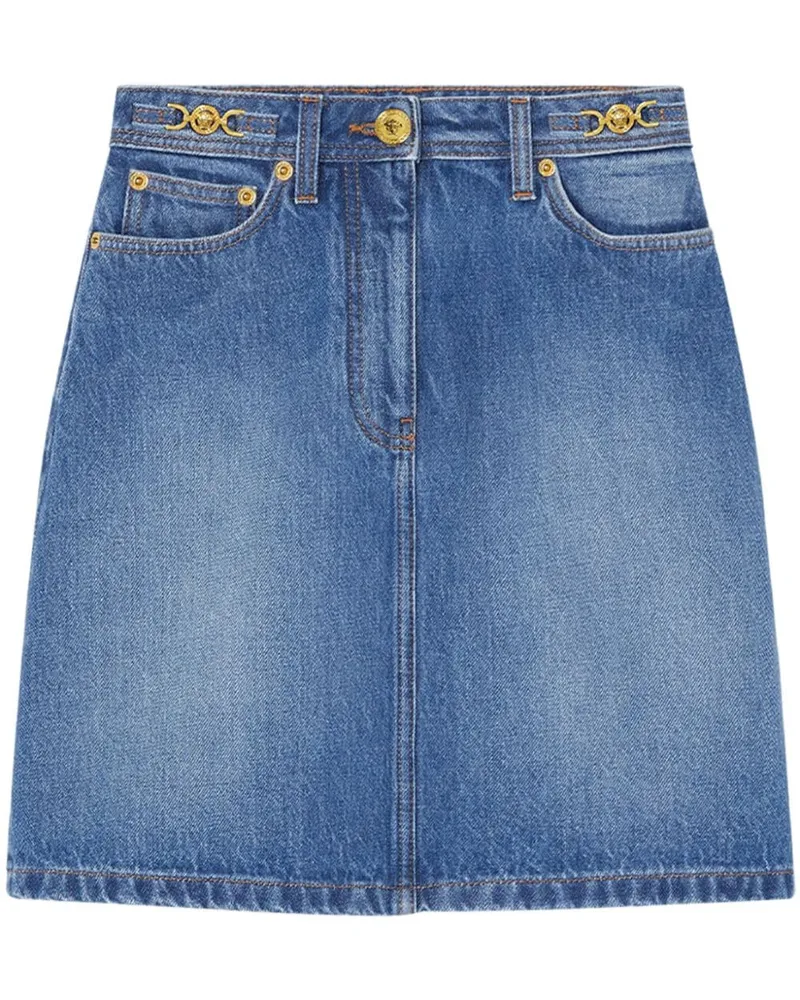 Versace Kurzer A-Linien-Rock aus Denim - Blau Blau