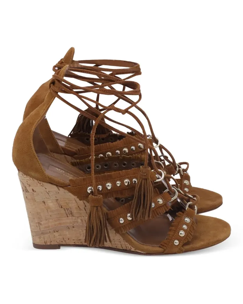 Aquazzura Wedge-Sandalen mit Quastendetail - Braun Braun