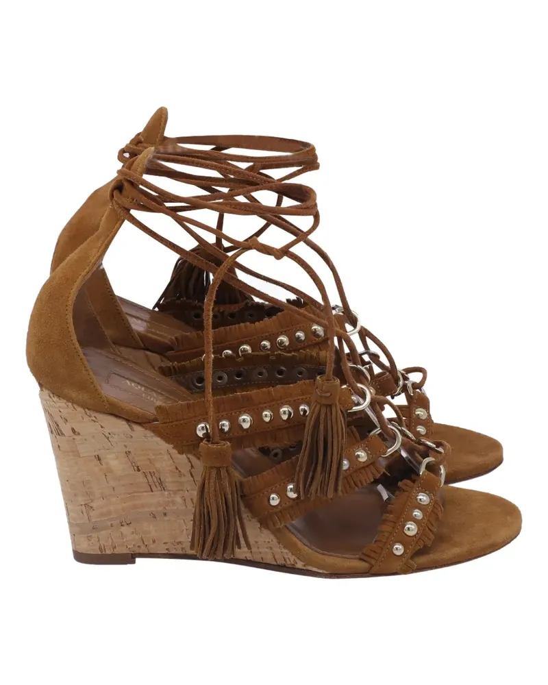 Aquazzura tassel-detail wedge-hell sandals - Braun Braun