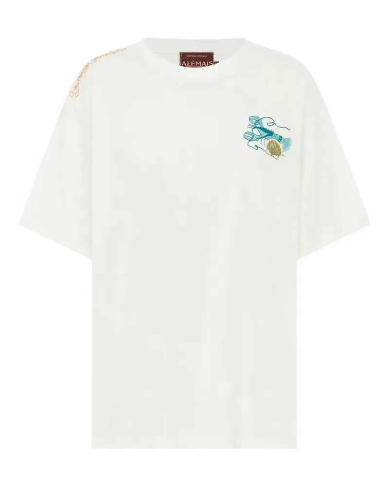 ALEMAIS Tide T-Shirt mit Hummerstickerei - Weiß Weiß