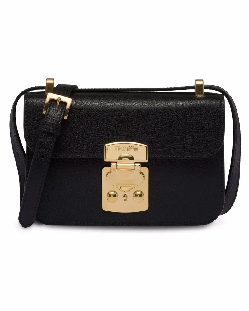 Miu Miu Schultertasche aus Madras-Leder - Schwarz Schwarz