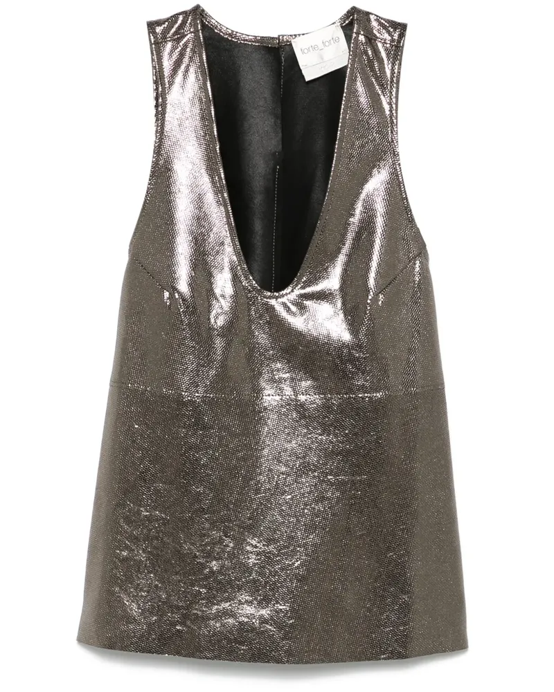 forte_forte Top in Metallic-Optik - Grau Grau