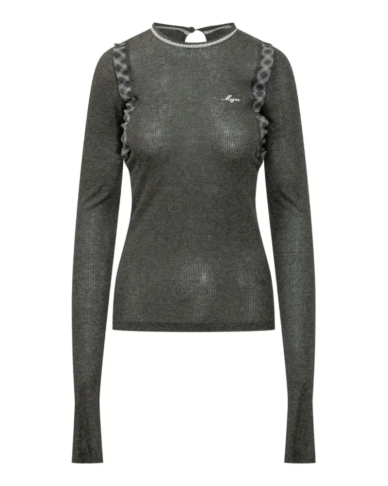 MSGM Gestricktes Langarmshirt mit Rüschen - Grau Grau