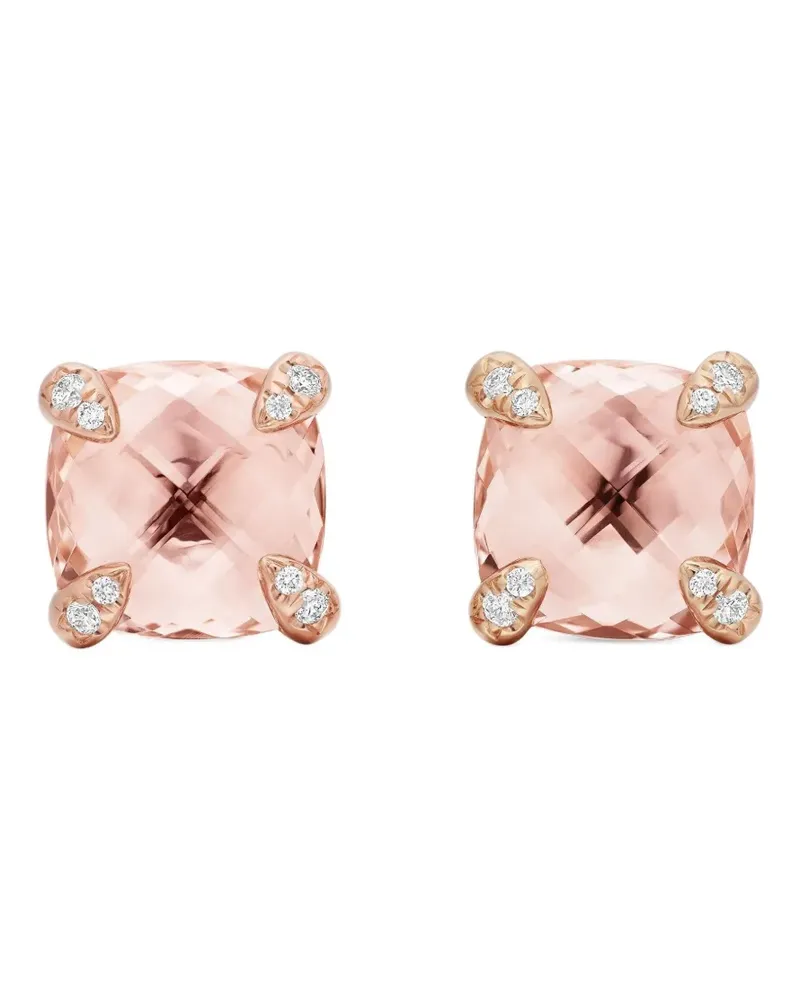 David Yurman 18kt Chatelaine Rotgoldohrstecker mit Morganit und Diamant 8mm - Rosa Rosa