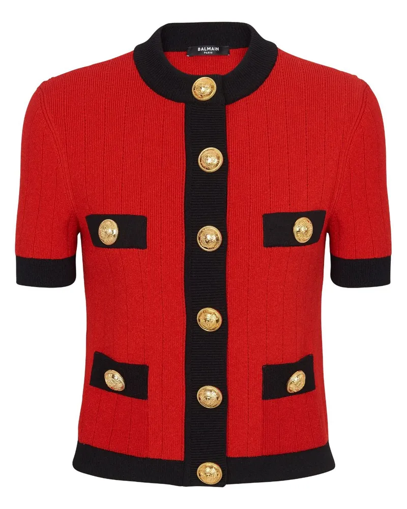Balmain Kurzärmeliger Cardigan - Rot Rot