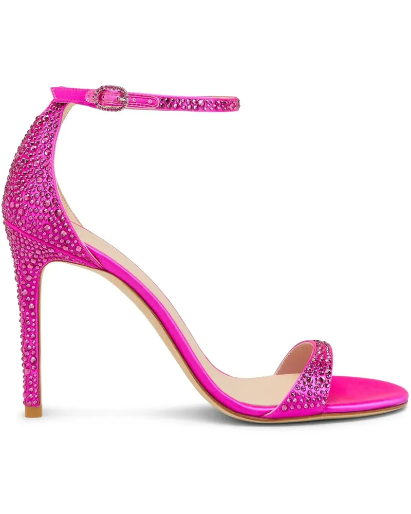 Stuart Weitzman Nudist Shine Sandalen 100mm - Rosa Rosa