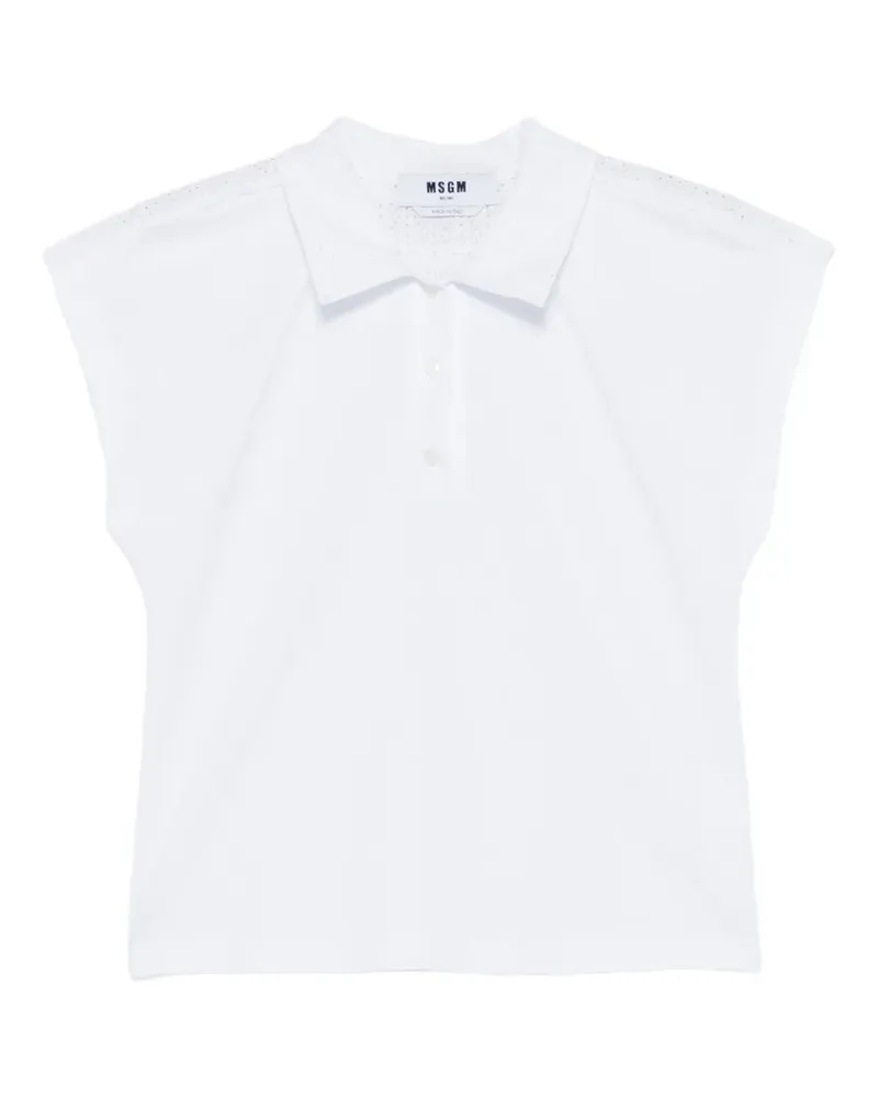 MSGM pointelle short-sleeve polo top - Weiß Weiß