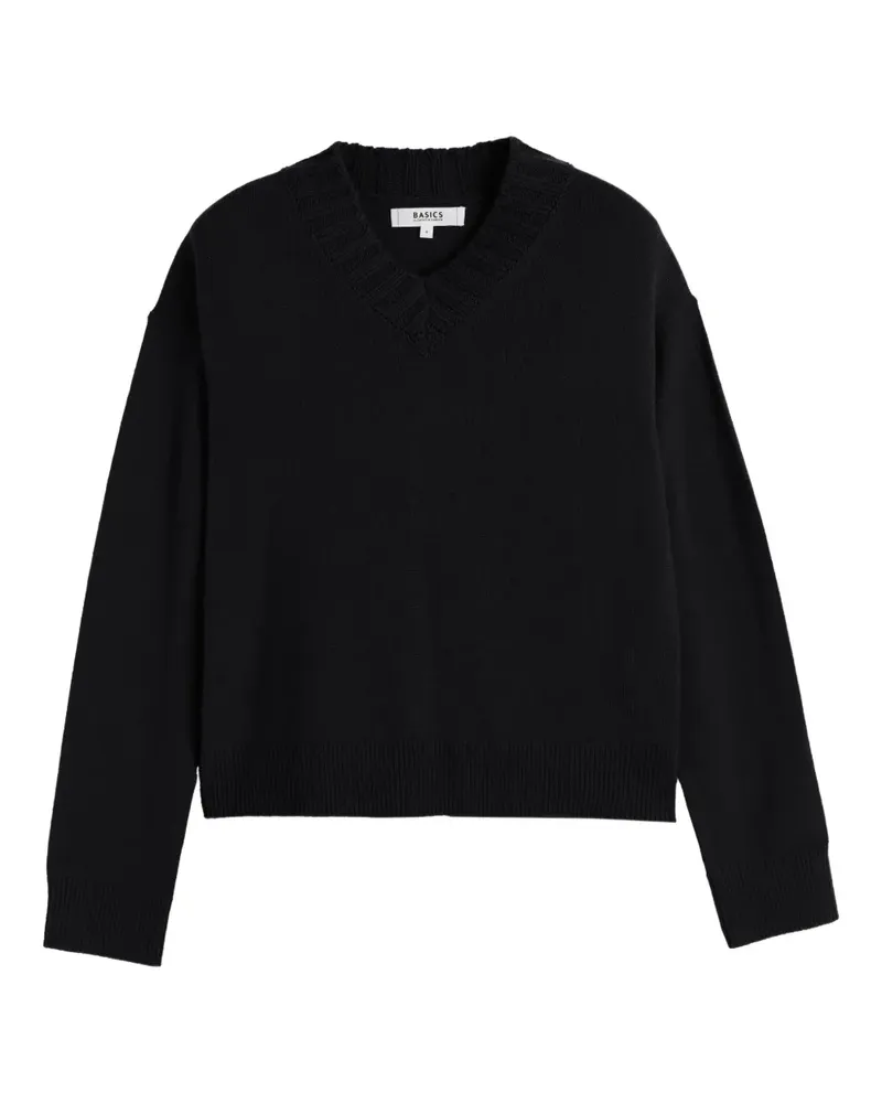 Chinti & Parker Gerippter Pullover mit V-Ausschnitt - Schwarz Schwarz