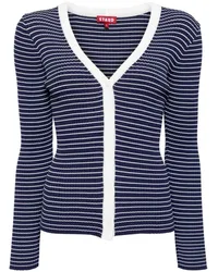 STAUD Gestreifter Cargo Cardigan Blau