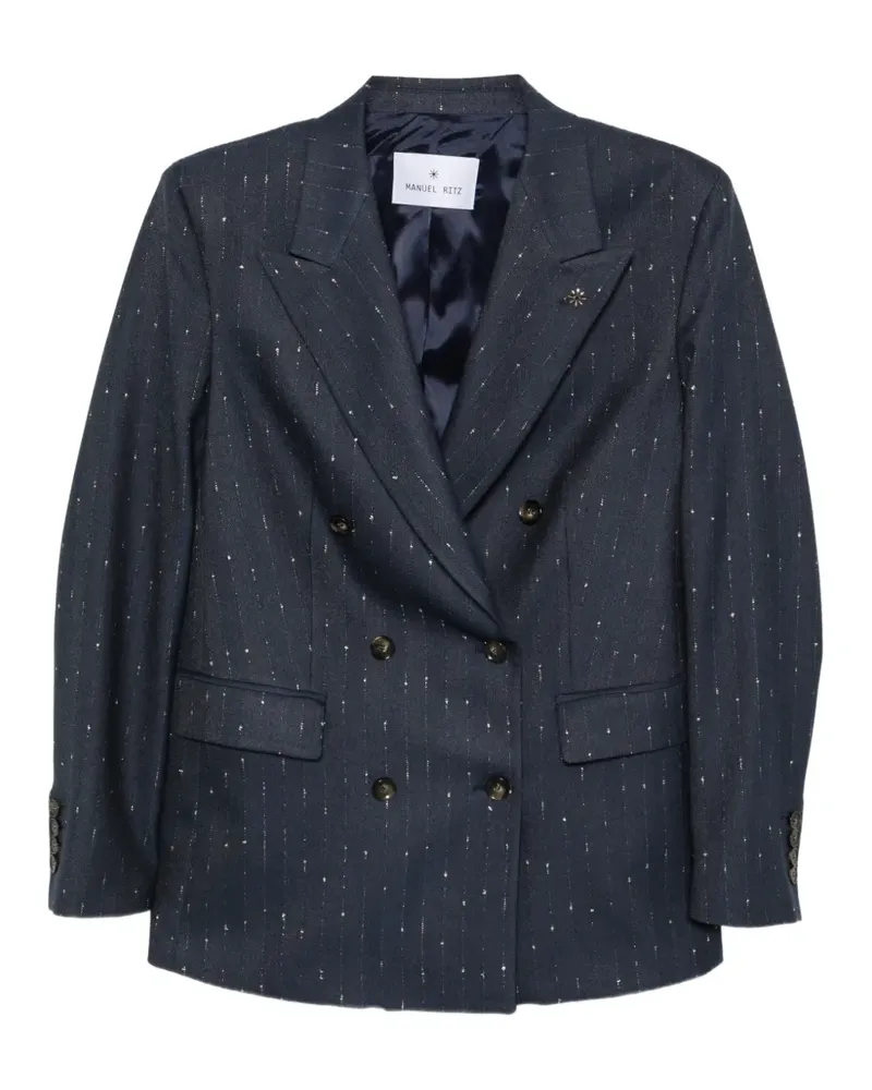 Manuel Ritz pinstripe double-breasted jacket - Blau Blau