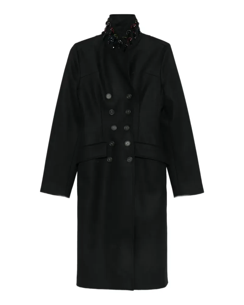 N° 21 bead-embellished double-breasted coat - Schwarz Schwarz
