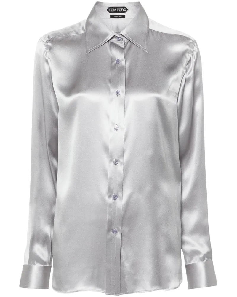 Tom Ford Charmeuse Seidenhemd - Grau Grau