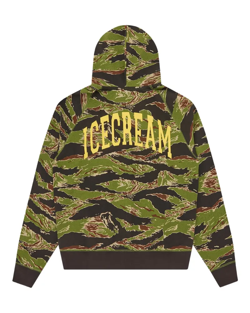 ICECREAM Smiley Tiger camo-printed hoodie - Grün Grün