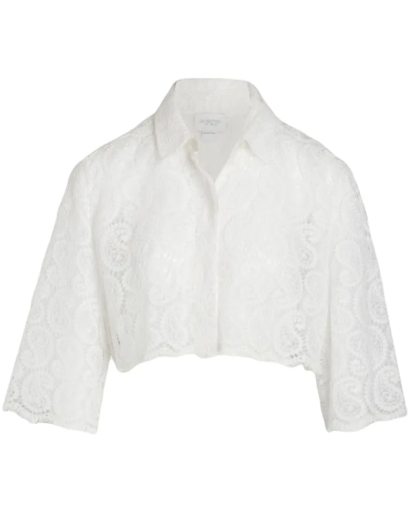 Giambattista Valli Cropped-Bluse mit Paisleymuster - Weiß Weiß