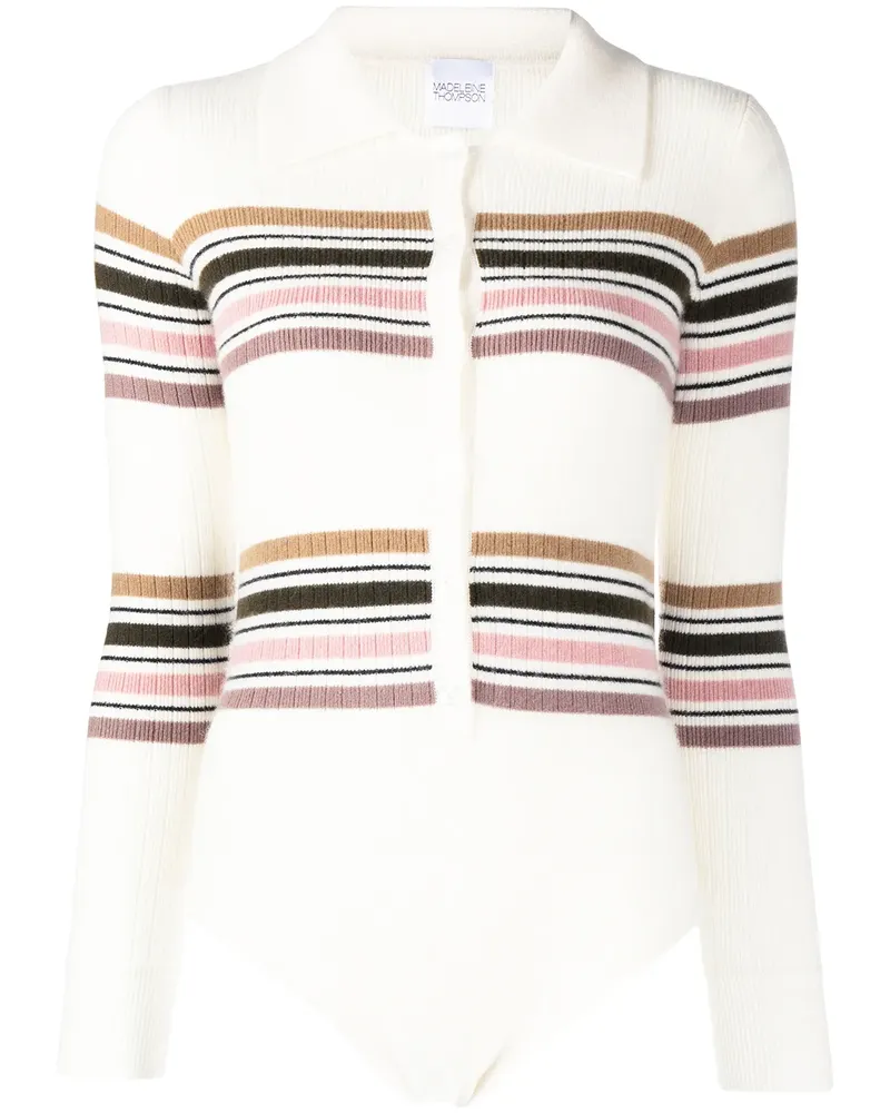 Madeleine Thompson Gestreifter Cetus Body - Weiß Weiß