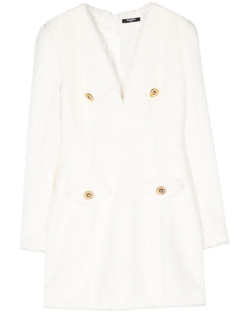 Balmain Minikleid aus Tweed - Weiß Weiß