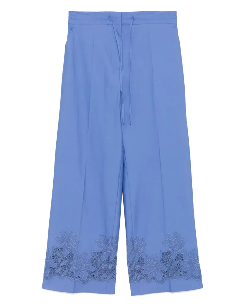 P.A.R.O.S.H. P.A.R.O H. Hose mit Blumenstickerei - Blau Blau
