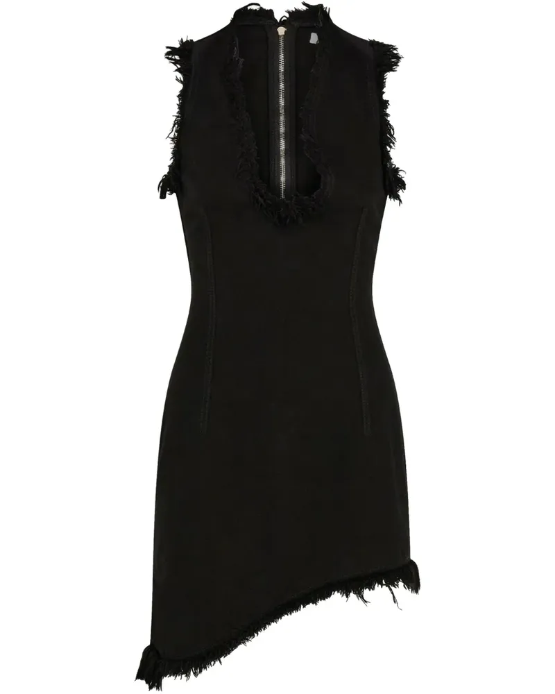 Ferragamo Minikleid mit ausgefranster Krempe - Schwarz Schwarz
