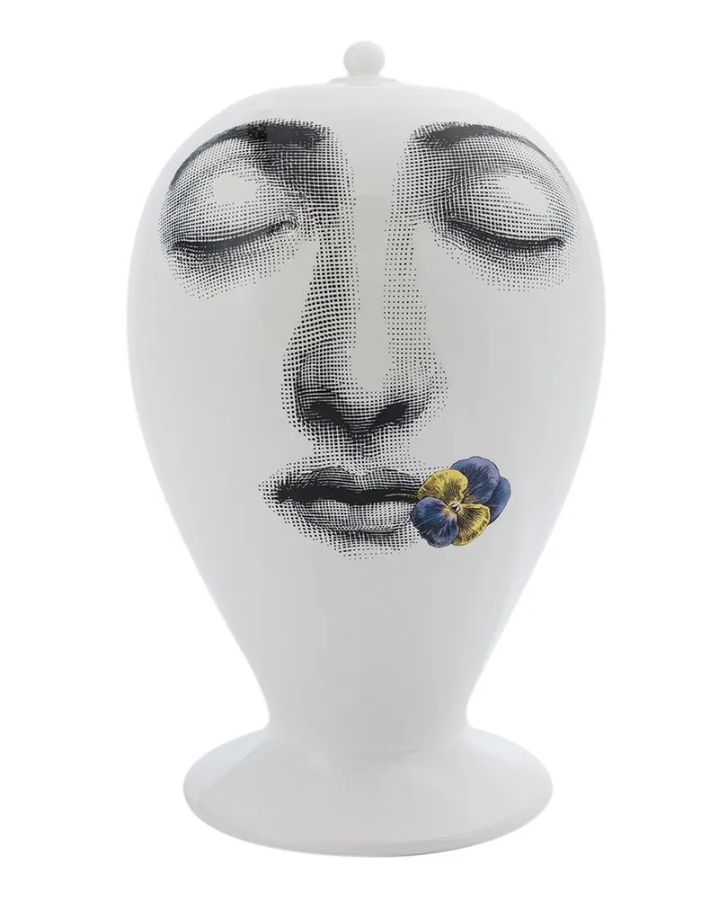 Fornasetti Vase mit Gesichts-Print - Weiß Weiß