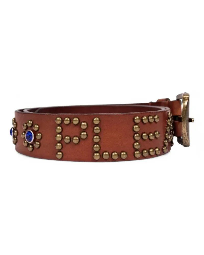 PLEASURES studded leather belt - Braun Braun