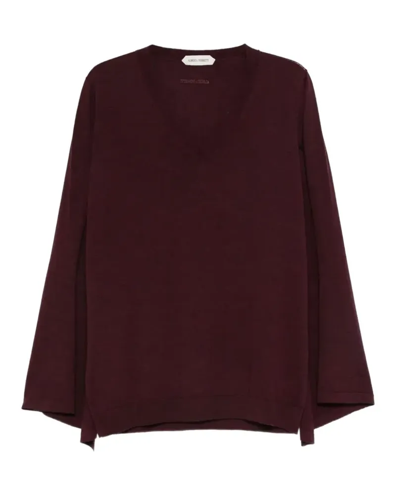 Alberta Ferretti v-neck bell-sleeve top - Rot Rot