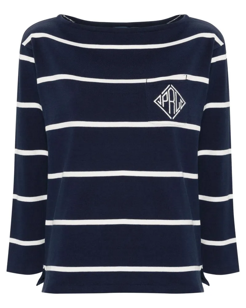 Ralph Lauren Gestreiftes T-Shirt mit Logo-Stickerei - Blau Blau