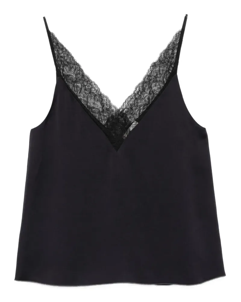 forte_forte Top mit Spitzenborte - Blau Blau